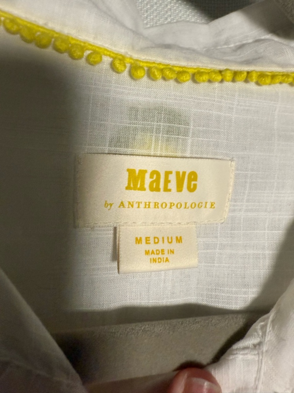 Anthropologie Maeve White Lemon Embroidered Short Sleeve Button Up Shirt Size M - Picture 8 of 9
